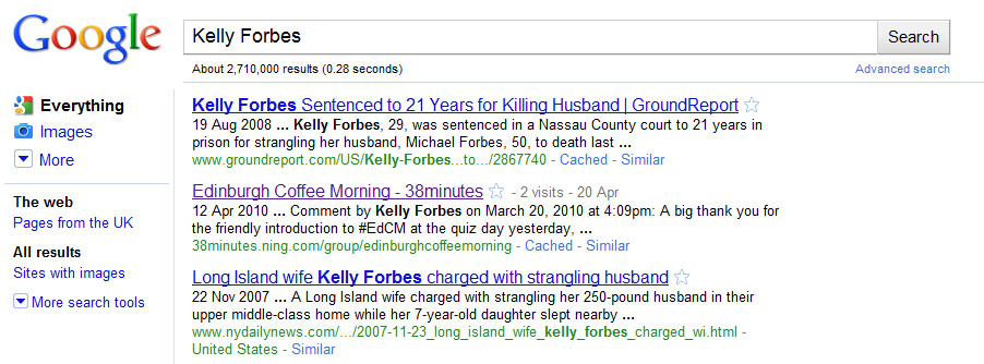 Kelly Forbes...not a murderer honest!
